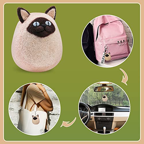 SOCNITC Needle Felting Kit Wool Felting Kit Craft Kit Needle Felting Supplies with 4 Pcs Felting Needles, Felting Pad, Instructions and Tools for DIY Needle Felting Cat Dolls