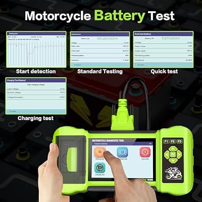 Motorcycle Scanner Diagnostic Tool, Battery Tester for Motorbike with Printer, Motorcycle Check Engine Code Reader, Read/Clear Fault Code, M300