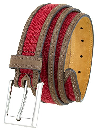 Lejon 13314 Men's Casual Dressy Fabric and Leather Belt 1 3/8" Wide MADE IN USA4