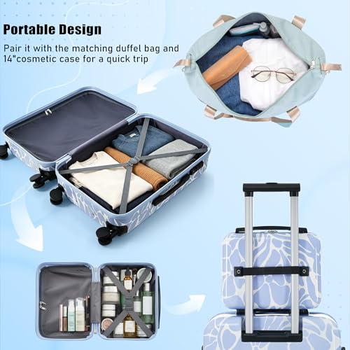 Image of Hardside Luggage Sets, Lightweight Suitcase with Spinner Wheels, Blue Pattern
