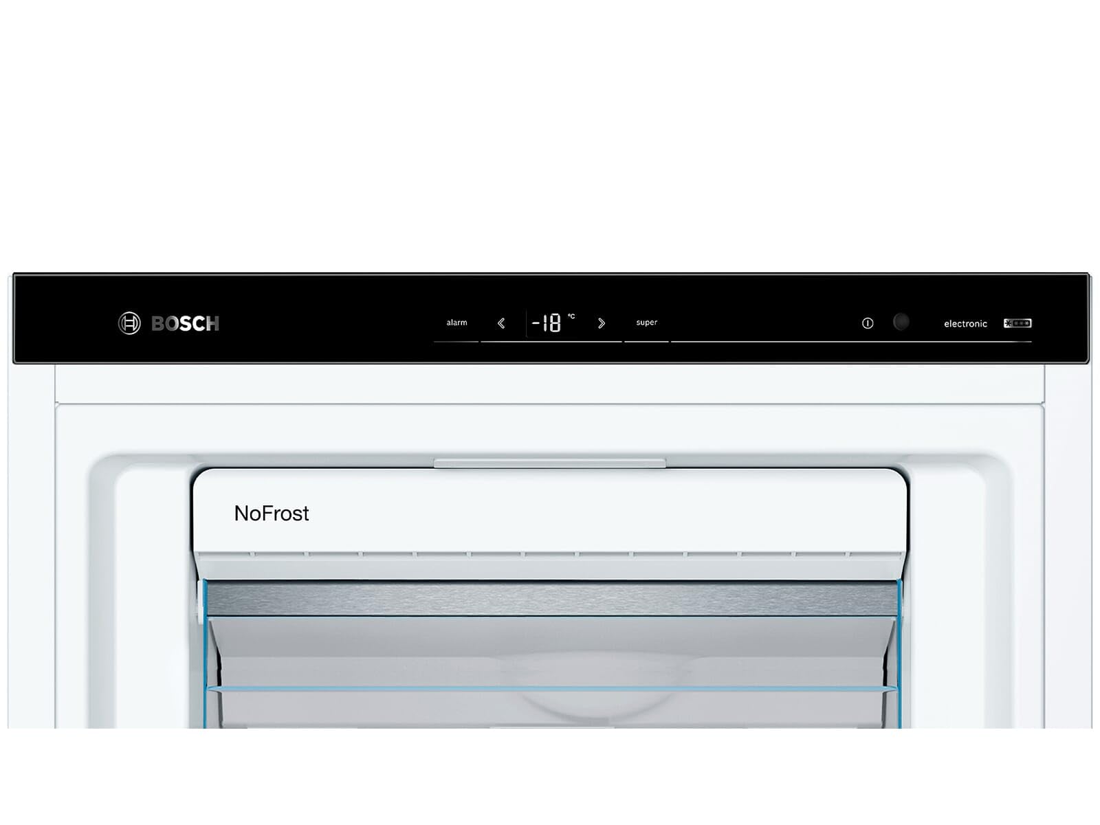 Bosch GSN58DWDV, Serie 6, Gefrierschrank, 191 x 70 cm, 366 L, noFrost, Big Box-Schublade für Gefriergut, flexibler Gefrierraum mit Vario Zone, Konstante Temperatur mit FreshSense, TouchControl, Weiß