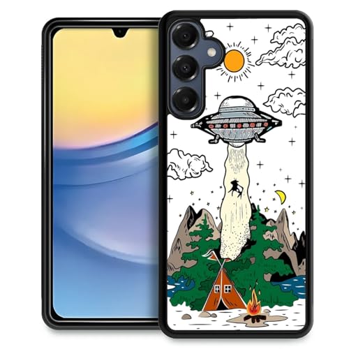 yicomon Compatible with Samsung Galaxy A16 Case, UFO Alien Pattern Print Phone Case Durable Fashion Funny Liquid Silicone Case Soft Anti-Scratch Shockproof Protective Cover
