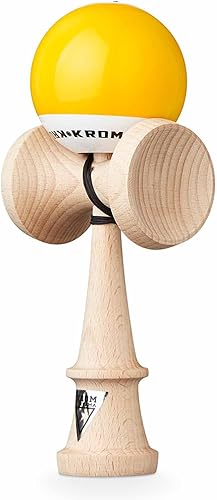 Miniatura 2 de KROM Kendama original hecha de madera para principiantes y avanzados - POP LOL amarillo - Juego de habilidad para exteriores e interiores - Juguete