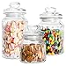 Frcctre Zestaw 3 szklanych słoików aptekarskich z pokrywką, przezroczysty diament, kuchnia, łazienka, zestaw pojemników do przechowywania, hermetyczne szklane słoiki do przechowywania ciasteczek, cukierków, przekąsek, wacików, piłek, soli do kąpieli