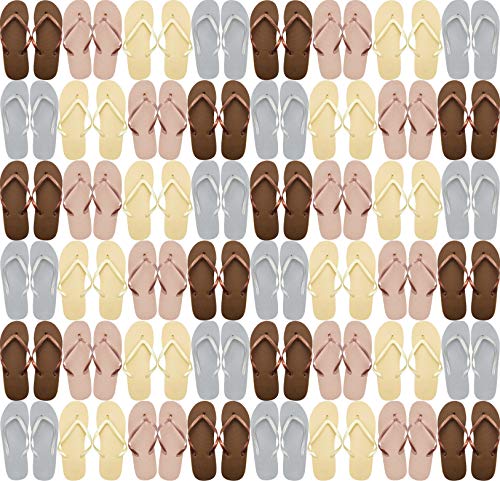Image of Winterlace Bulk Flip Flops for Wedding Guests 48 Pairs Reception Slippers Destination Beach Pool Spa Sandals Wholesale Pack