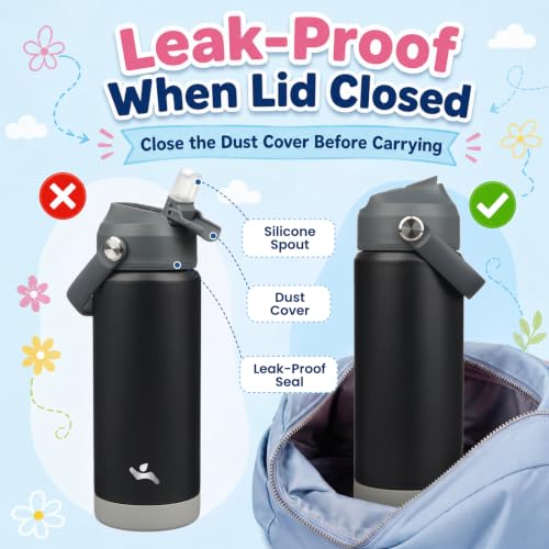 Image of Konokyo 18 oz Insulated Stainless Steel Sports Water Bottle with Straw Lid