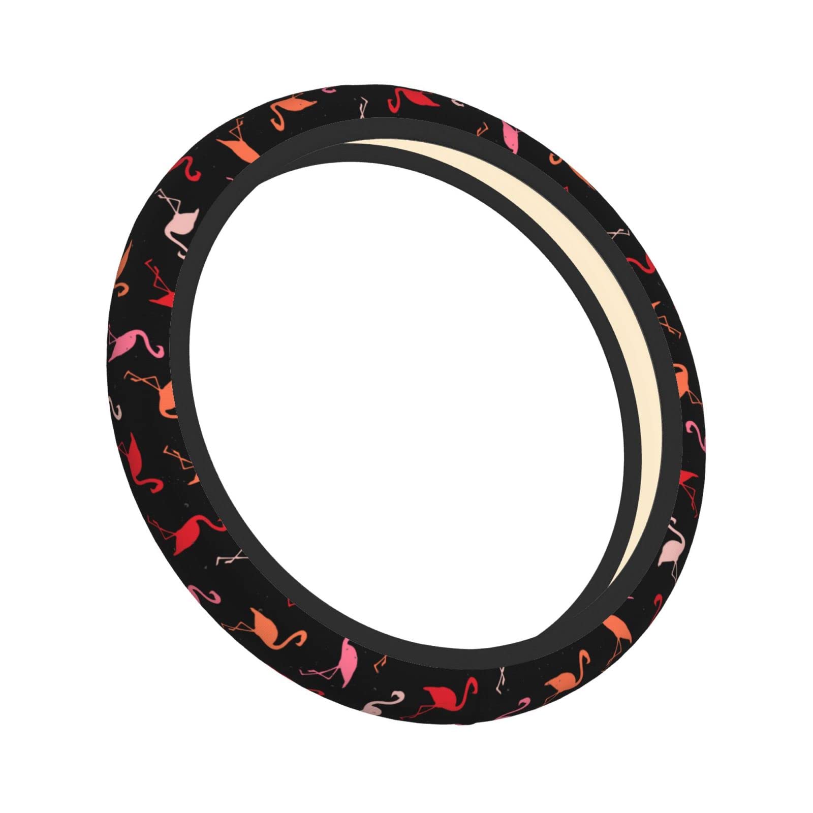 Colorido flamenco funda antideslizante para volante de coche, accesorios de coche, ajuste universal, 15 pulgadas, para hombres y mujeres