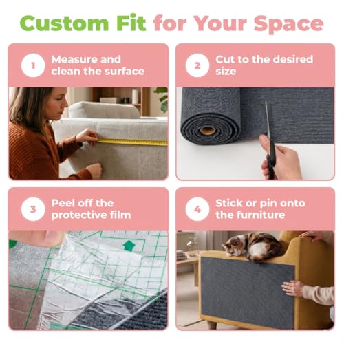 Image of Best Pet Supplies Catify Cat Scratcher, Fun Interactive Scratchers, Posts, Poles, Claw Safe, Furniture Saver Indoor Play Support Natural Cat Behaviors Heavy Duty - Gray Mat - L: 78 inch