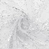P Pothuiny Glitter Tulle Fabric, White Silver Glitter Metallic Foil Sheer Netting Sparkly Fabric for Wedding Dress Tutu Skirt Crafts Gift Packaging Party Backdrop Decor, 1 Yard x 60 Inch