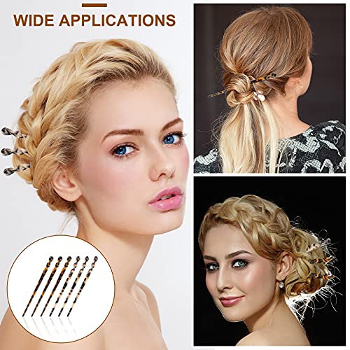 image for Waydress 6 Pieces Acetate Hair Sticks Tortoise Print Hair Sticks Chops