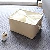 Collapsible Canvas Fabric Storage Bin Basket with Rope Handles (Beige, XLarge)