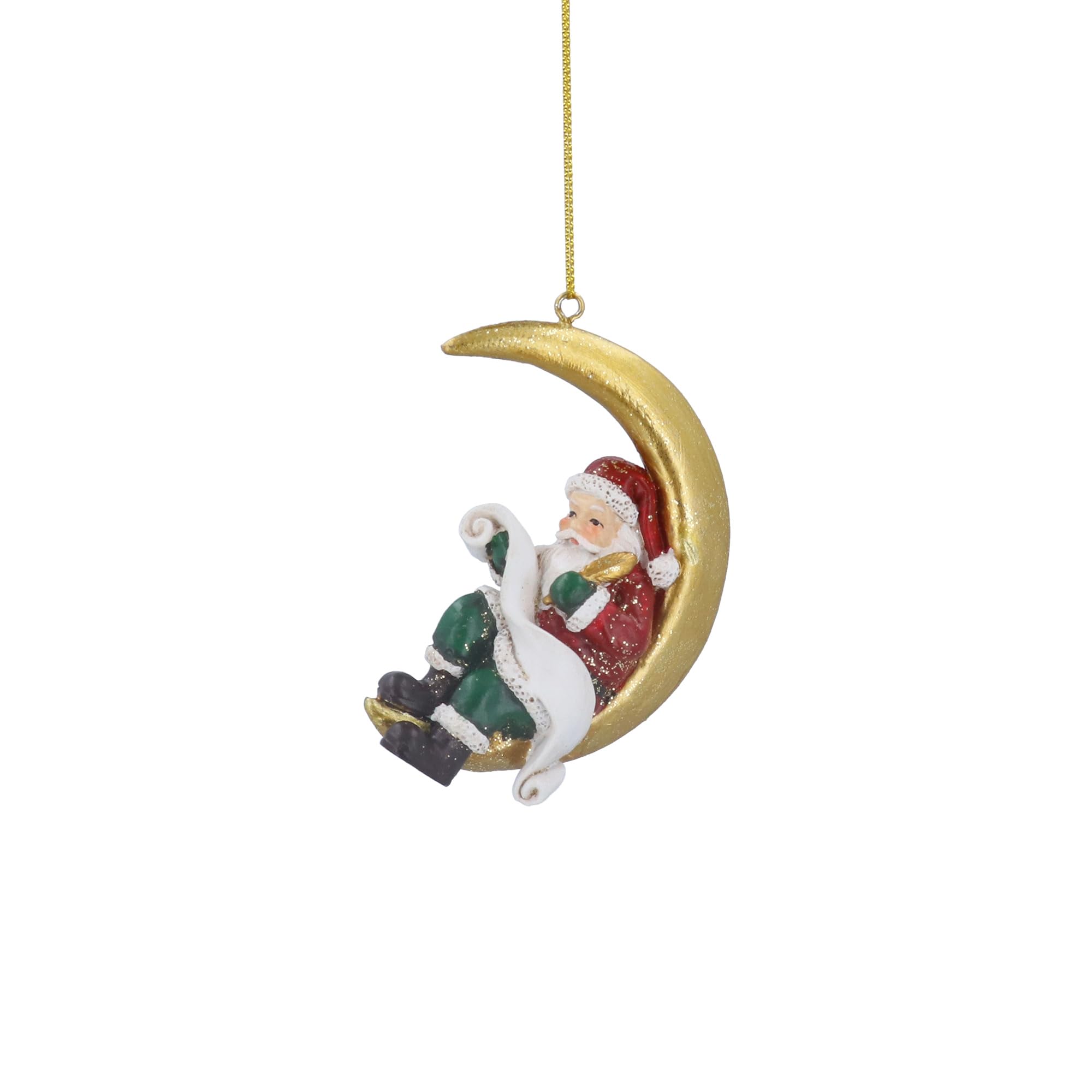 Gisela Graham Gold Nostalgia Santa On Moon Christmas Decoration