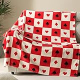 ROMROL Red Plaid Throw Blanket, Heart Gift for Couch, Bed, Mothers Day, Valentine's Day (50' x 60')