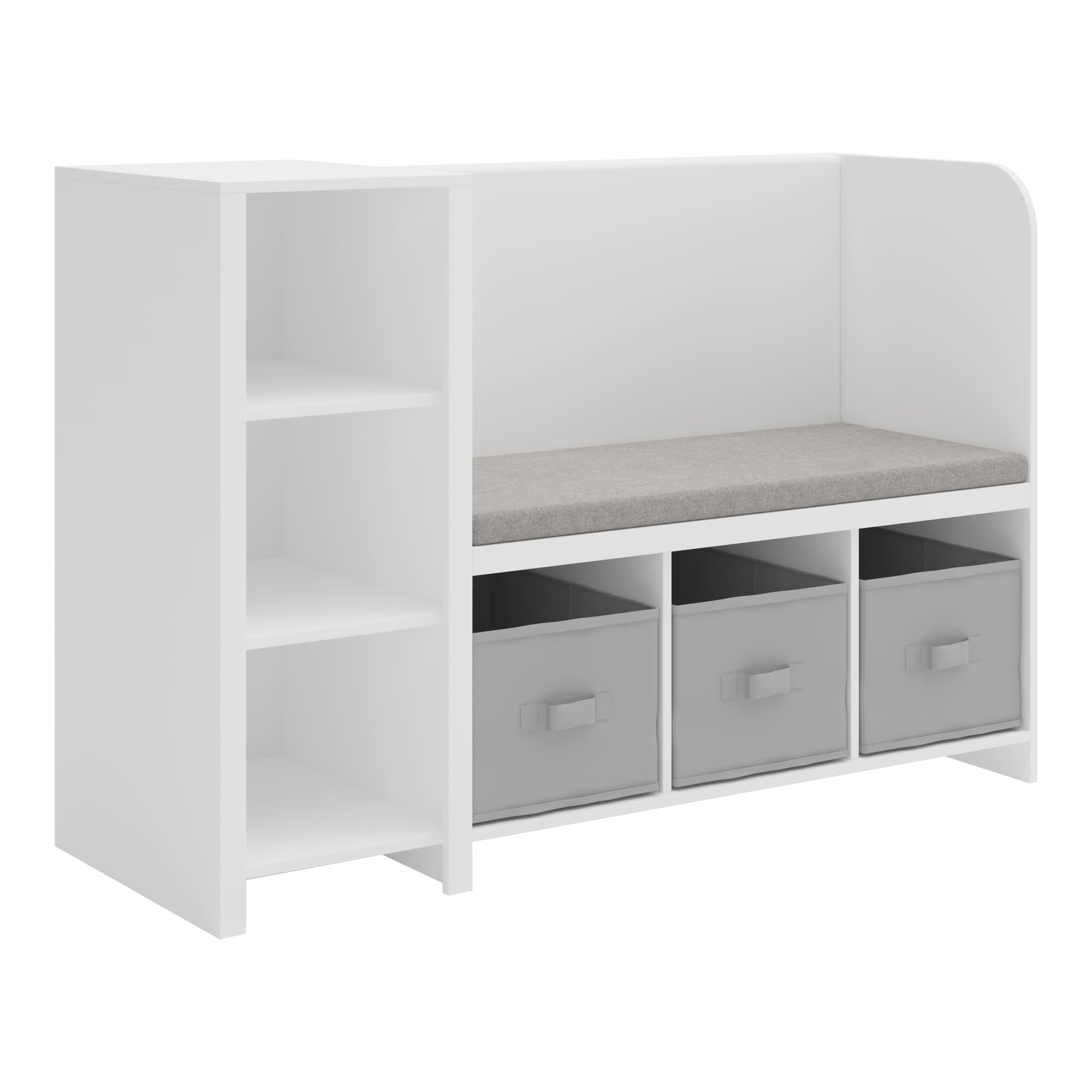 Kindersitzbank mit Regal Høylandet Sitzbank mit Stauraum 76 x 112 x 40 cm Weiß/Grau