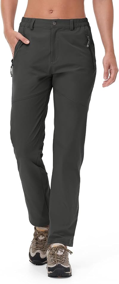 BGOWATU Women's Hiking Pants Lightweight Water Resistant Stretch Outdoor Adventures Trekking Travel Pants with Zip Pockets