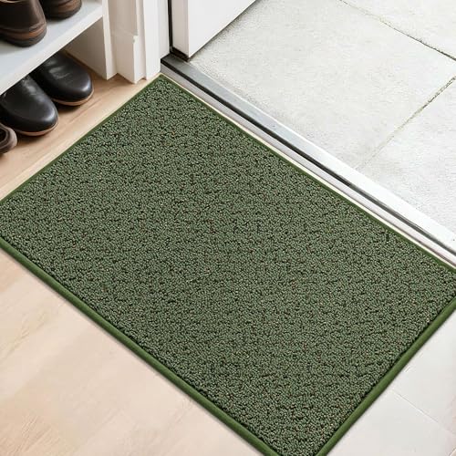 COSY HOMEER-Door-Mat 20" x 32" Non Slip Absorbent Entryway Rugs Dirt Trapper Doormats Washable Entrance Mats Low Pile Welcome Floor Mat for Front Back Door and Entry Mats,Green Green 20inx32