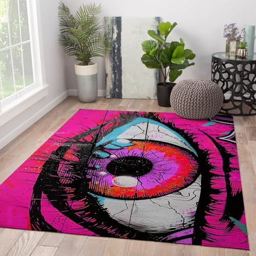 Tapis d'extérieur profil bas lavable street art yeux rose - 4