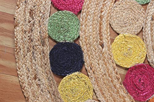 Tapis en jute ronde 1.5m multicolore Cape Code chambre - 8
