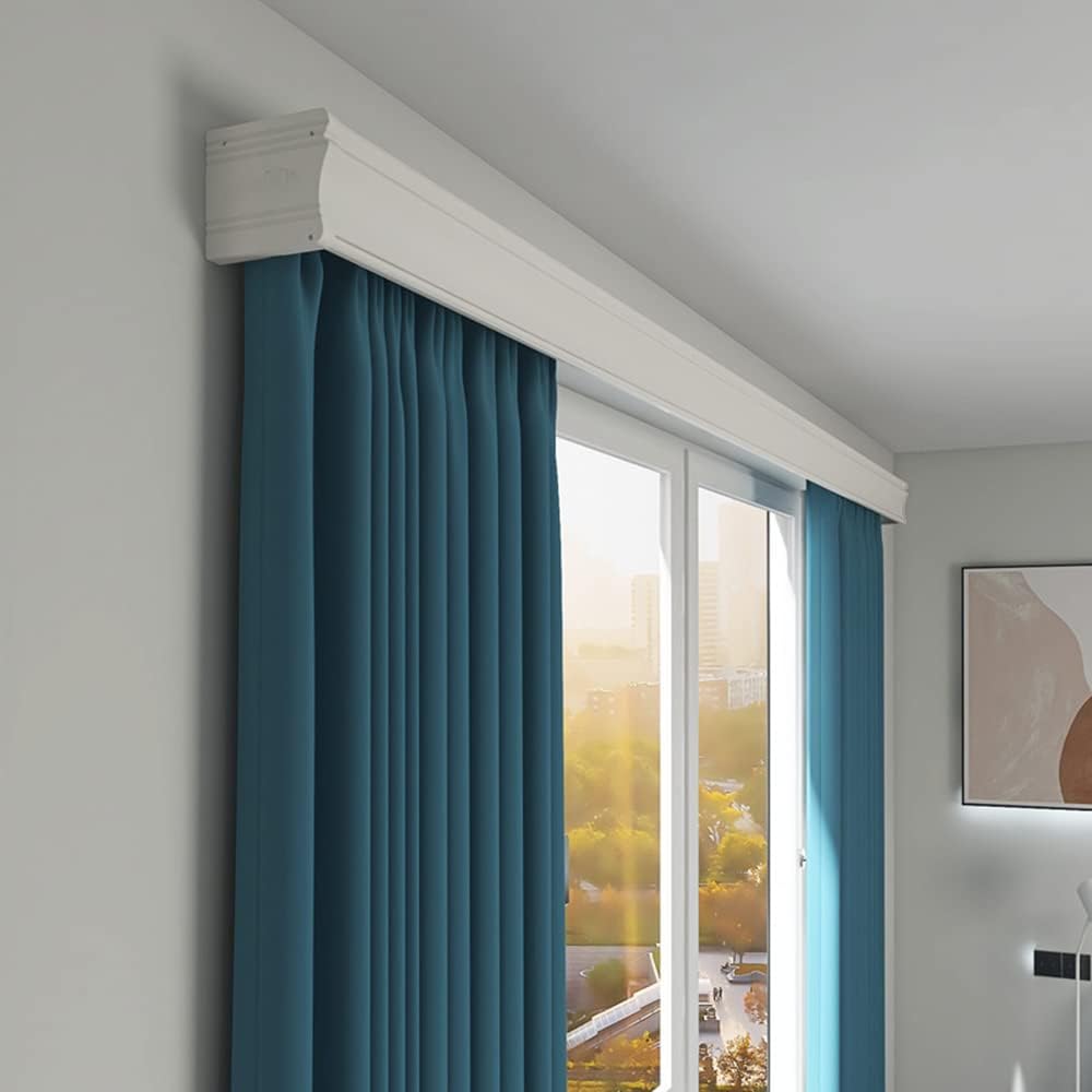 ZSHINE Three-in-One Curtain Track Double Tracks and Curtain Pelmet With Light Belt Optional Customize Length for Living Room Bedroom