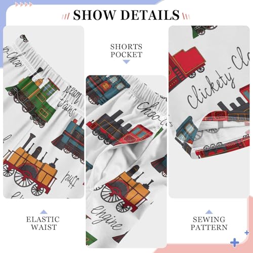 ZZXXB Steam Trains Boys Long Pants Soft Trousers Elastic Waist Kids Lounge Bottoms with Pockets S-XL4