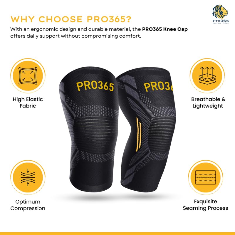 PRO365 Premium Gym Knee Cap| Advanced Pain Relief Brace| Supportive Guard| Stretchable Knee Pad| Protective Knee Band for Men & Women| Large| - Image 6 thumbnail