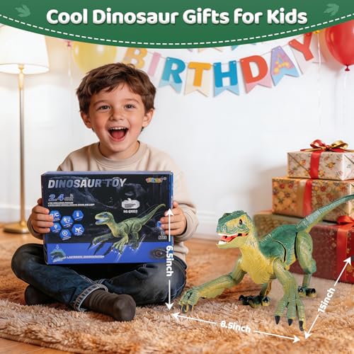 VERTOY Remote Control Dinosaur Toys for Kids - Build a Big Walking Velociraptor Dino with Light and Sound, Birthday Gift Ideas for Boys and Girls 3-5 5-7 8-12 Year Old - Image 2