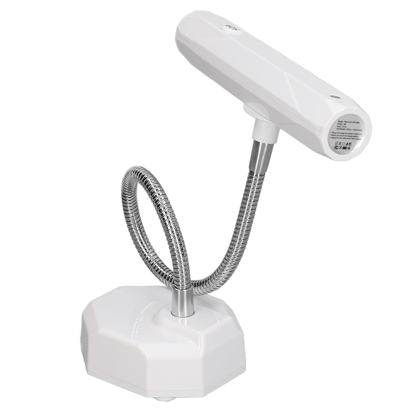 Pilipane Lámpara de uñas de cuello de cisne Luz de uñas de cuello de cisne de escritorio LED recargable de secado rápido para manicura Base estable Lámpara de arte de uñas portátil (Blanca)