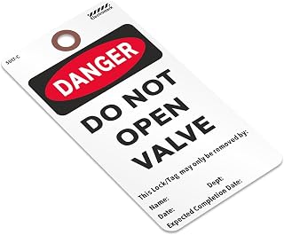 SmartSign 25-Pack Danger Do Not Open Valve Tags with Reinforced Fiber Patch, 3" x 5.75", 13pt Cardstock, OSHA-Compliant, Double-Sided, Write-On Sections for Details, Red/Black/White, USA-Made