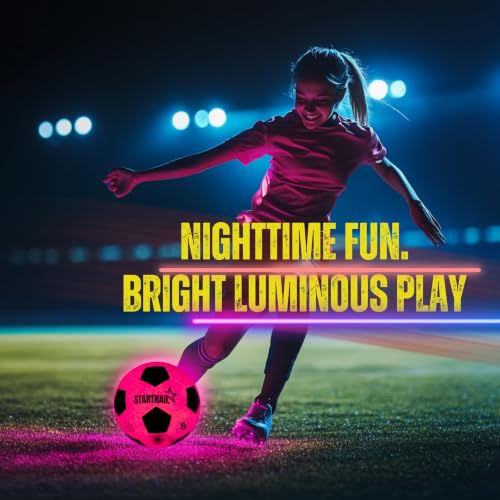 Glow in the Dark Soccer Ball | Sports Gift for Girls Ages 6-15 | LED Light-Up Ball with 3 Extra Batteries and Pump | Pre-Installed Batteries | Size 5 | Indoor & Outdoor Fun Gift for Kids & Teens 8-15 by TOMLEON - Used condition - Image 6
