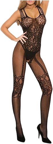 Medias de malla para mujer, medias de malla sexy de cuerpo completo, babydoll de una pieza, lencería