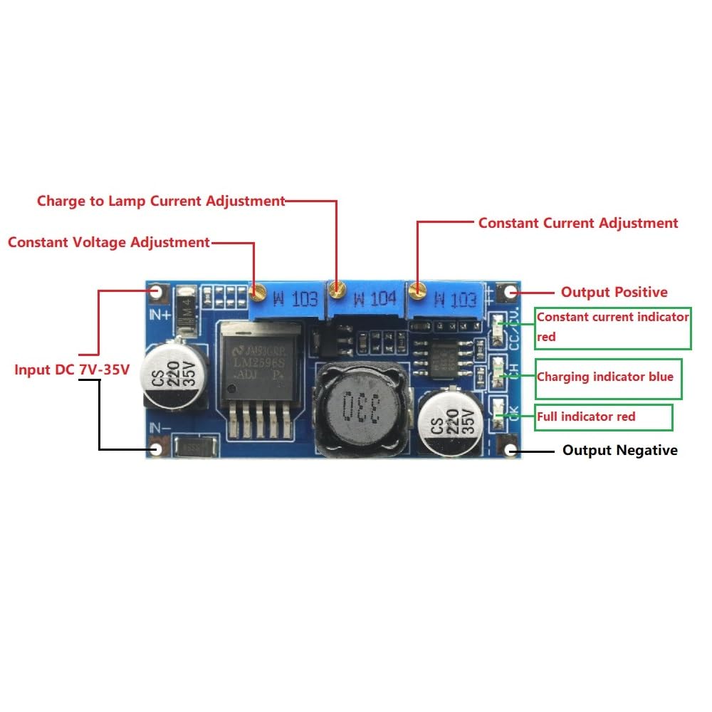 5 sztuk LM2596S Sterownik Led Stały Prąd Stały DC-DC 3A Regulowany 7V-35V Step-Down DC/CV Moduł zasilania LM2596S-ADJ Regulator napięcia stałego
