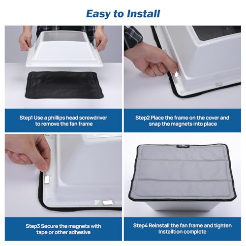 JOYTUTUS Rv Vent Covers for Roof Magnetic Vent Covers Foldable Insulated Blackout Skylight Cover for MaxxAir Fan, Fantastic Fan 16.5" x 16.5" Gray by JOYTUTUS - Image 6