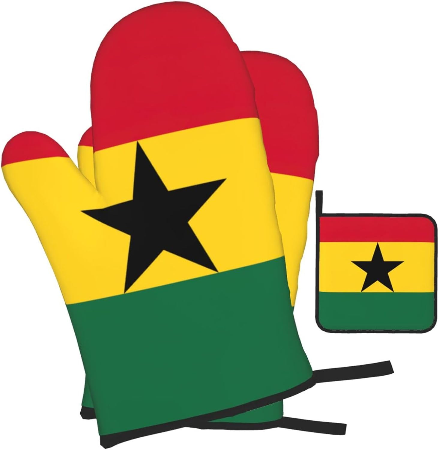 Flag of Ghana Print Heat Resistant Microwave Gloves, Used for Baking, Cooking, and Fashion Kitchen Essentials