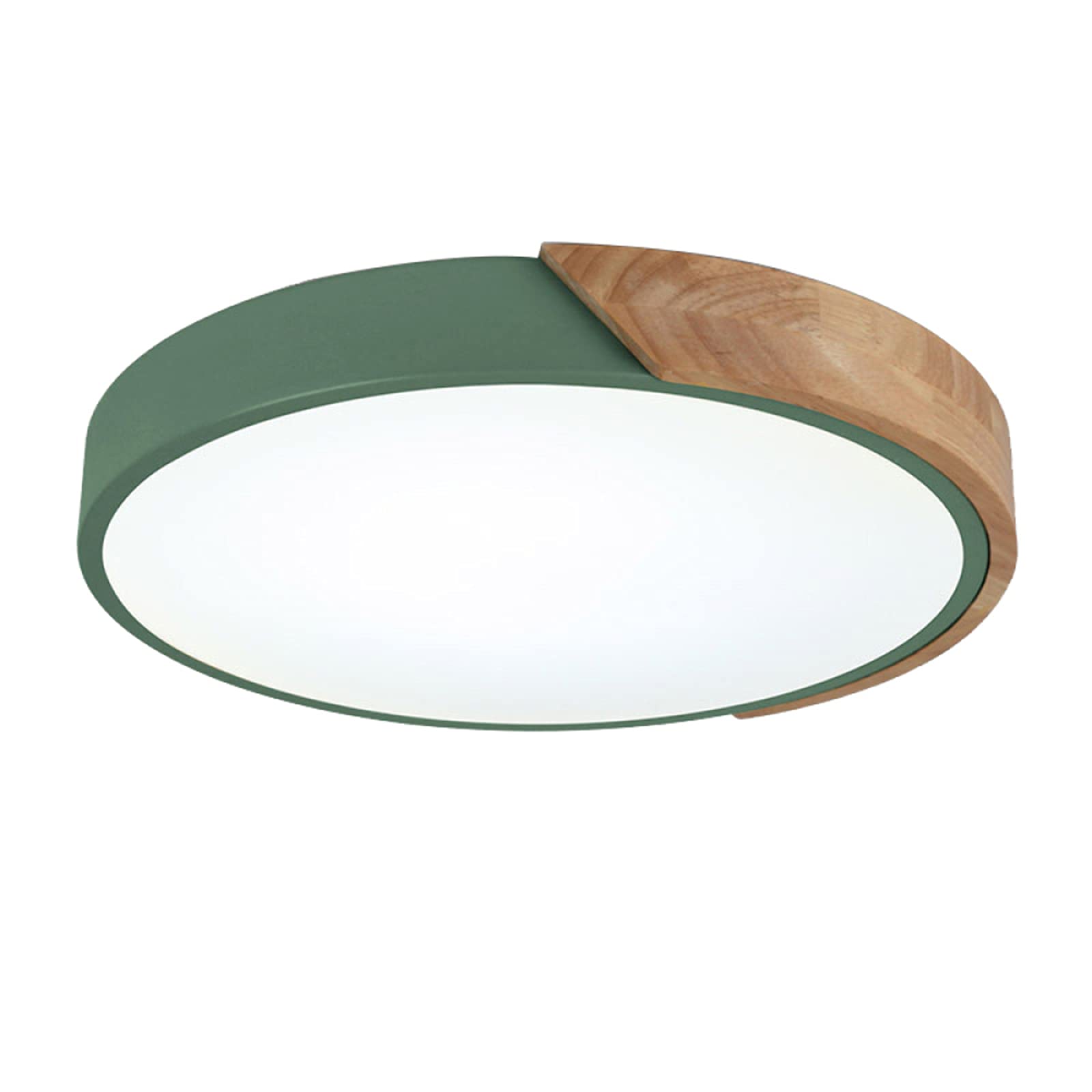 Round Macaron LED Ceiling Light, Modern Wood Ceiling Lamp Flush Mount Ceiling Lighting For Children's Room, Living Room, Bedroom, Hallway,Green+Stepless Dimming-60cm 48W