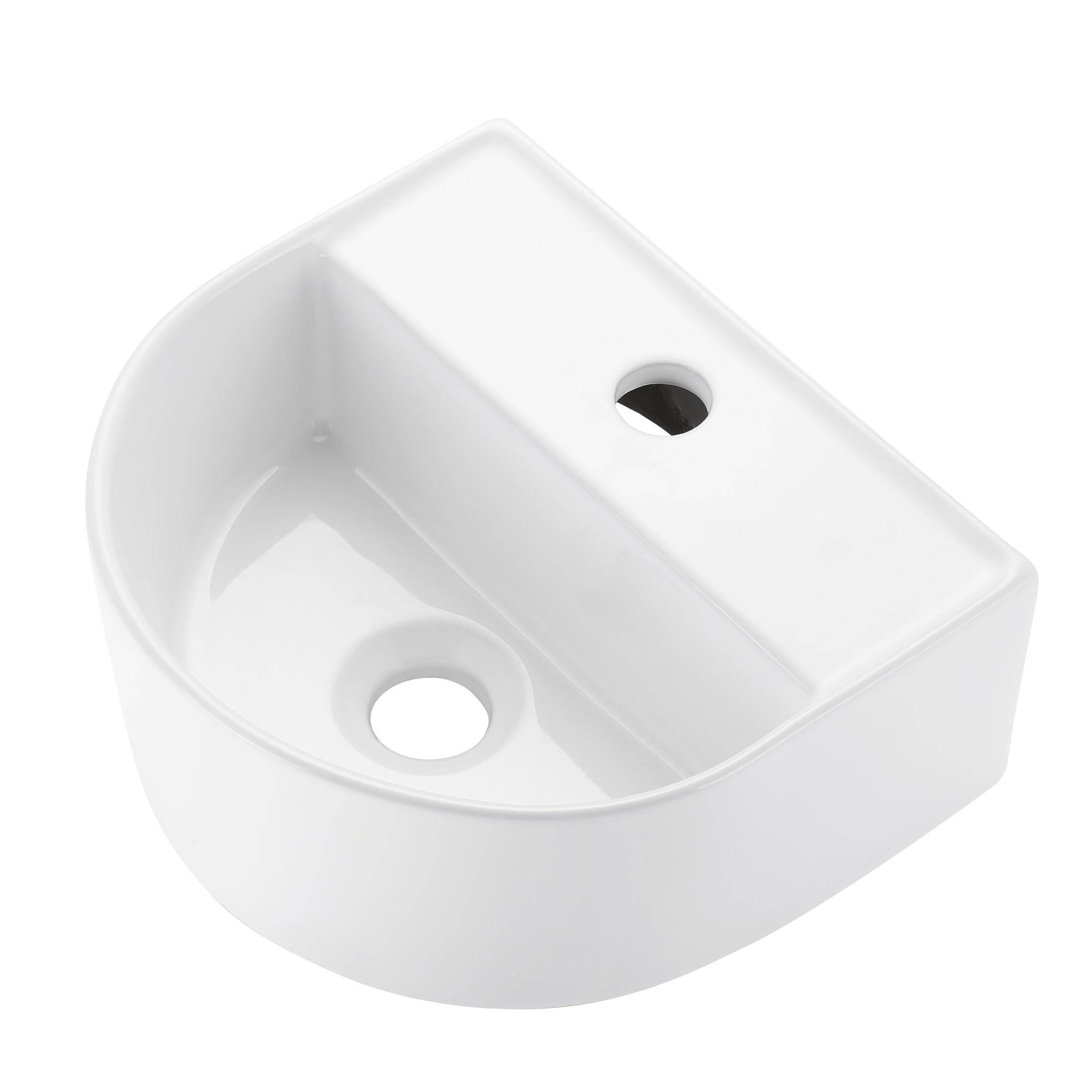 KES Lavabo Suspendu Salle de Bain et WC 32,4 x 28,5 x 13 cm Blanc Céramique Lavabo Salle de Bain Rond Moderne, BWSC101
