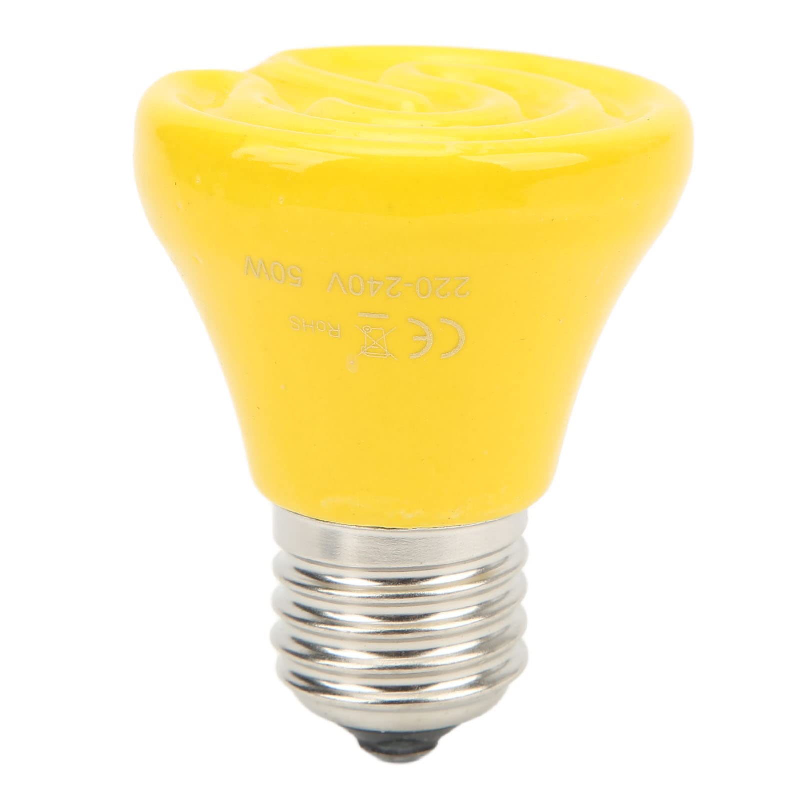 Ausla Mini Lampada Termica per Rettili in Ceramica E27 220V‑240V, Calore a Infrarossi per Lucertole Rettili con Terrario (50W Giallo)
