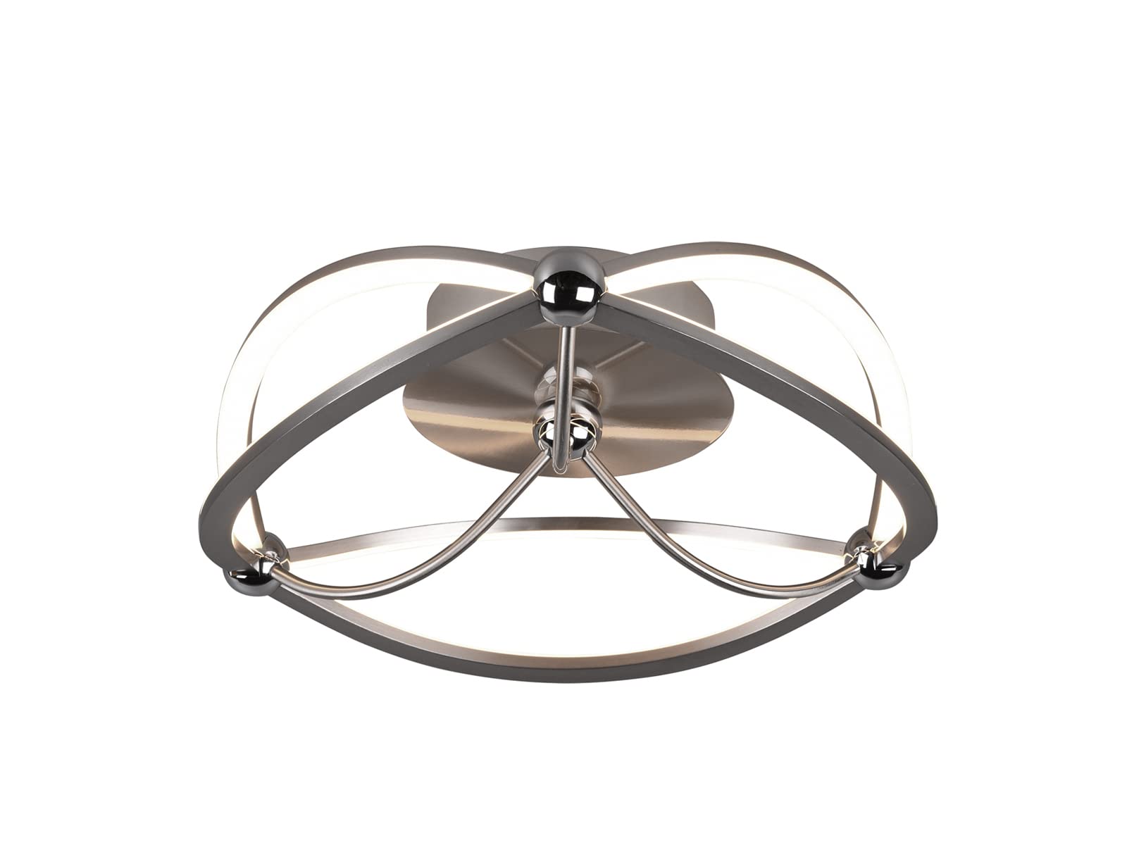 Trio Leuchten Charivari 621210107 LED Ceiling Light Metal Nickel Matt with 20 Watt LED Switch Dimmer