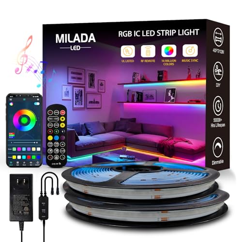 COB RGB Smart IC Strip Lights (40FT APP Control)