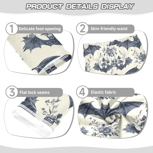 Boccsty Pattern of Bat Blue Floral Girls Leggings Kids Yoga Pants Dance Active Tights 4T3
