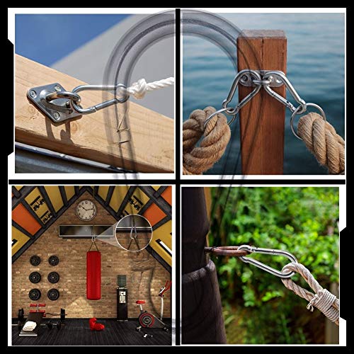 AOWISH 2 PCS Stainless Steel Spring Snap Hook Carabiner M10, 304 Stainless Steel Heavy Duty Clips, Large Quick Link Lock Ring Big Spring Buckles (3/8-Inch Diameter, 4-Inch Length, 650 Lbs)