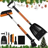 5-in-1 Extendable Snow Shovel and Ice Scraper for Car, 31'-40' Snow Brush with Squeegee, Pivoting Brush Head & Foam Grip for Windshield, Truck, SUV