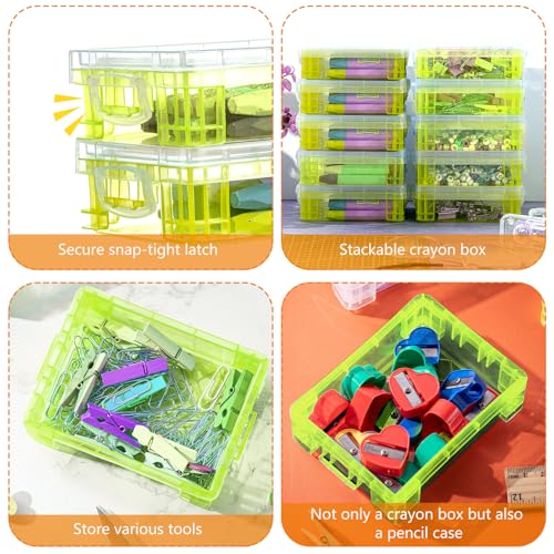 Image of Suzile 25 Pcs Plastic Crayon Boxes Bulk,Green