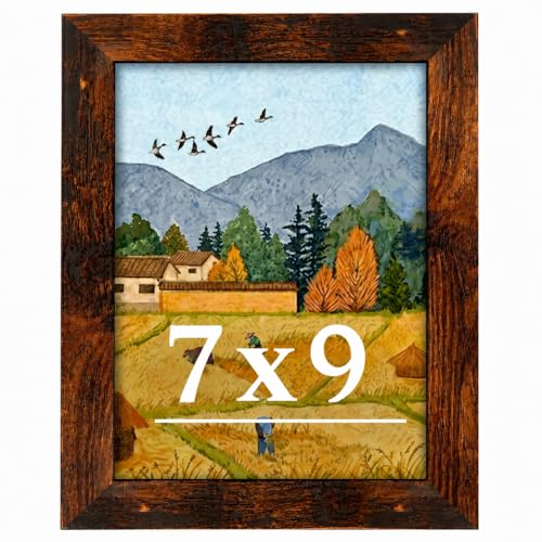 Veleclo 7x9 Picture Frame for Wall Display 7x9 Brown Picture Frame with Shatter Resistant Plexiglass Stable and Sturdy 7 x 9 Poster Frame for Wall Display Handpicked Gift Collection 1 Pack