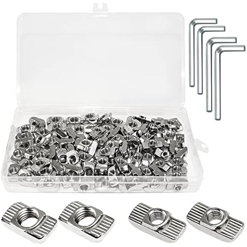 T Mutter M6 M8 T Nut Muttern 104STK Hammermutter mit 4 Inbusschlüssel für Aluminiumprofil 30x30 40x40 Cover