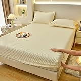 Matratzenschoner aus Samt, 90 x 200 cm, Doppelbett, weich und atmungsaktiv, staubdicht, warm, dick, Matratzenauflage mit 25,4 cm tiefer Tasche, maschinenwaschbar, für Queen-Size, King-Size-Größe