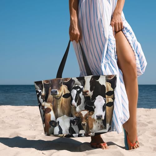 Vache laitière sac de plage grand sac fourre-tout élégant aux finitions soignées - 2