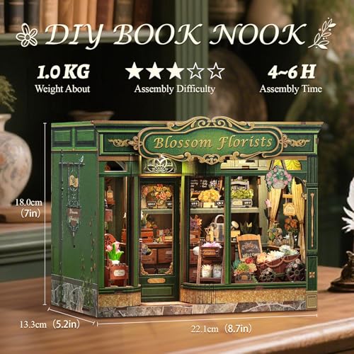 CUTEBEE Book Nook Kit - DIY Holz Miniature House Blumenladen-Stil, Miniatur Haus Selber Bauen Puppenhaus Bücherregal Kunst，Einzigartiges… – Ansicht 2