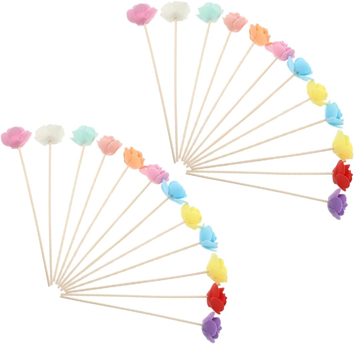 24Pcs Aromatherapy Sticks with Artificial Flowers Colorful Rattan Diffuser Sticks for Home Decor and Enhanced Aroma Experience