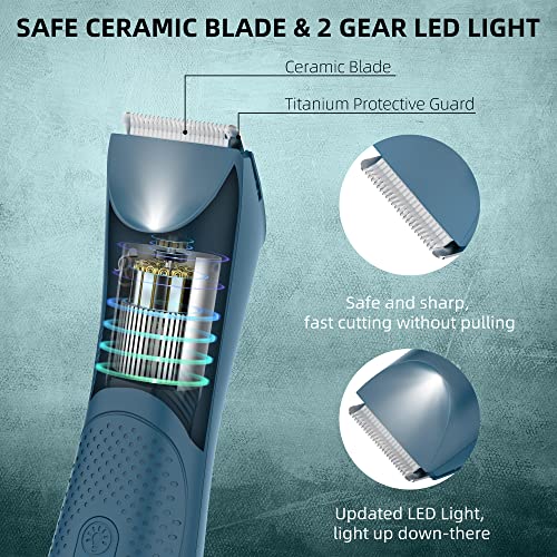 Rehoyo Pubic Hair Trimmer For Men, Bikini Trimmer Women, Ipx7 Waterproof Ball Trimmer/Shaver, Body Groomer W/Replaceable Ceramic Blade, Electric Razor W/Light&Usb-C Cable, Gifts For Him Dad Father #TOP2