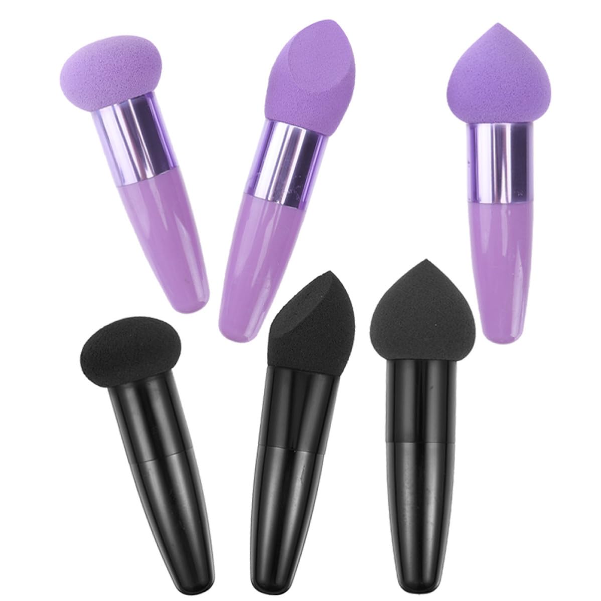 Ciieeo 6 Esponjas de Maquillaje en Forma de Lápiz de Látex Negro y Púrpura, Portátiles y Delicadas, para Uso Diario y Profesional en Productos de Belleza